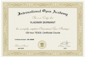 TESOL - Teaching English for Speakers of Other Languages в 2020 году — Скирмант Владимир Алексеевич