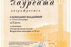 Диплом / сертификат №1 — Слободин Владимир Владимирович