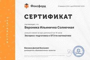 Диплом / сертификат №1 — Солнечная Вероника Ильинична