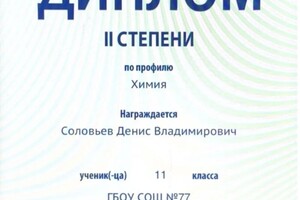 Диплом / сертификат №3 — Соловьев Денис Владимирович