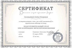 Диплом / сертификат №19 — Соловьева Алена Игоревна