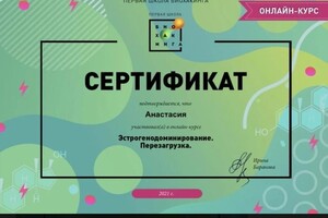 Диплом / сертификат №13 — Старина Анастасия Валерьевна