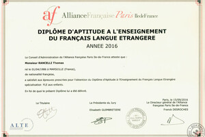 Diplôme Alliance Française DAEFLE — Thomas Rancelli