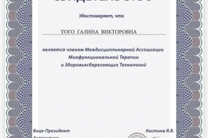 Диплом / сертификат №15 — Того Галина Викторовна