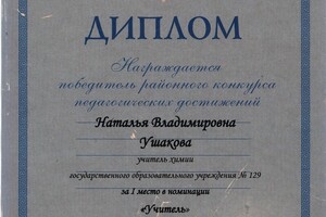 Победитель педагогических достижений Красногвардейского района Санкт-Петербурга 2009 года в номинации \