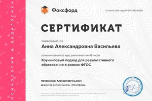 Диплом / сертификат №12 — Васильева Анна Александровна