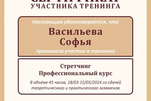 Диплом / сертификат №7 — Васильева Софья Олеговна