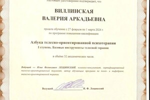 Диплом / сертификат №3 — Виллинская Валерия Аркадьевна