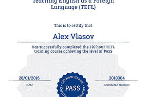 TEFL Certificate — Власов Алексей Владимирович