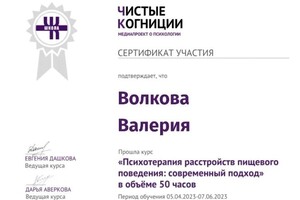 Диплом / сертификат №41 — Волкова Валерия Сергеевна