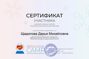 Диплом / сертификат №2 — Щадилова Дарья Михайловна