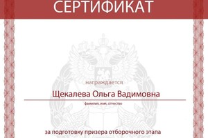 Диплом / сертификат №10 — Щекалева Ольга Вадимовна