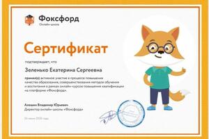 Сертификат — Зеленько Екатерина Сергеевна