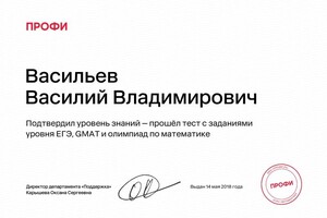 Диплом / сертификат №1 — Васильев Василий Владимирович