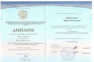 Диплом / сертификат №1 — Дашковская Дарья Евгеньевна