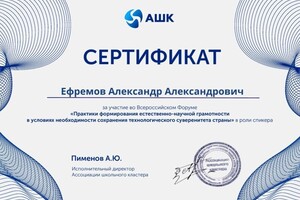 Диплом / сертификат №15 — Ефремов Александр Александрович