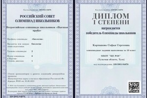 Диплом / сертификат №1 — Карташова Софья Сергеевна