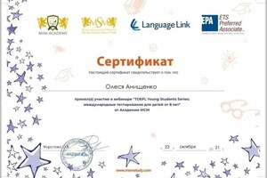 Диплом / сертификат №3 — Анищенко Олеся Сергеевна