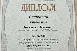 Диплом / сертификат №3 — Бросалин Никита Константинович