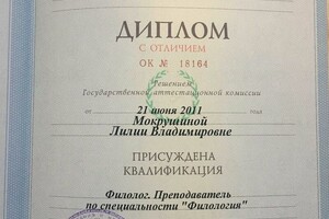 Диплом / сертификат №1 — Трефилова Лилия Владимировна