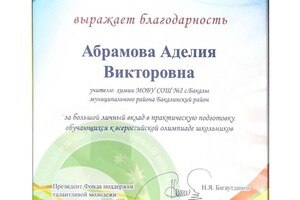 Диплом / сертификат №4 — Абрамова Аделия Викторовна