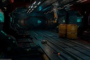 Скриншот игровой локации sci-fi engeneering room; 3D модель сделана в 3dsmax; Текстуры выполнены в Substance Painter;... — Есипов Роман Сергеевич