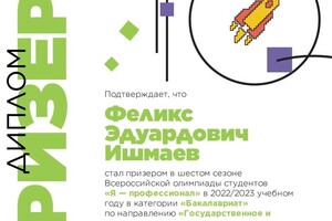 Диплом / сертификат №13 — Ишмаев Феликс Эдуардович