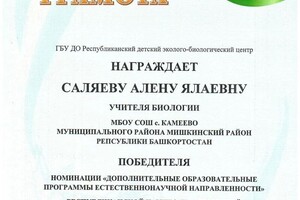 Диплом / сертификат №11 — Саляева Алена Ялаевна