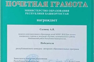 Диплом / сертификат №9 — Саляева Алена Ялаевна