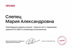 Диплом / сертификат №4 — Слепец Мария Александровна