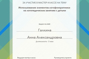 Диплом / сертификат №42 — Галкина Анна Александровна