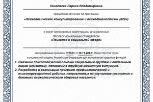 сертификат профессиональных компетенций — Николаева Лариса Владимировна