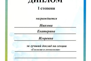 Диплом / сертификат №9 — Ниязова Екатерина Игоревна