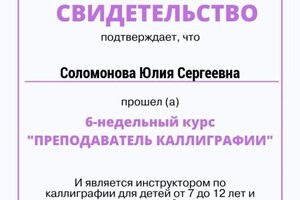 Диплом / сертификат №4 — Соломонова Юлия Сергеевна