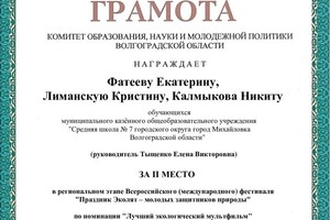 Диплом / сертификат №15 — Тыщенко Елена Викторовна