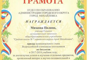 Диплом / сертификат №18 — Тыщенко Елена Викторовна