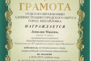 Диплом / сертификат №52 — Тыщенко Елена Викторовна