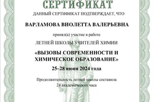 Диплом / сертификат №11 — Варламова Виолетта Валерьевна