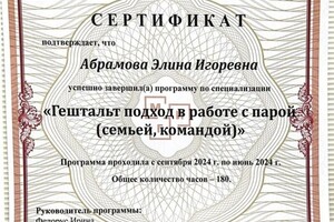 Диплом / сертификат №9 — Абрамова Элина Игоревна