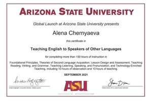 Teaching English for Speakers of other Languages — Черняева Алена Владимировна