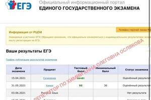 Результат ученицы на ЕГЭ 2021 (95 баллов) - поступила в МГМСУ им. А. И. Евдокимова (бюджет) — Ослякова Анна Олеговна