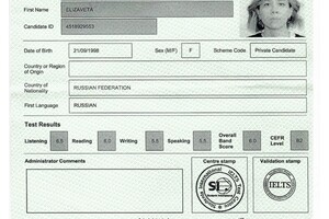 Международный сертификат IELTS — Панина Елизавета Сергеевна