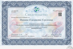 Сертификат участия в научной конференции — Панина Елизавета Сергеевна