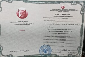 Свидетельство о повышении квалификации — Топорова Анна Владимировна