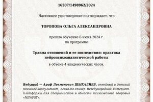 Диплом / сертификат №3 — Торопова Ольга Александровна