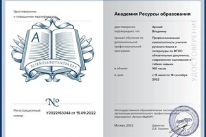 Диплом / сертификат №3 — Арский Владимир Владимирович