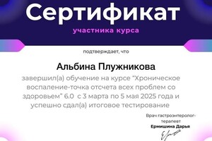 Плужникова Альбина Александровна — Диплом / сертификат №2
