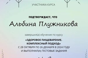 Плужникова Альбина Александровна — Диплом / сертификат №3