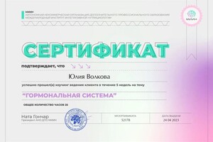 Диплом / сертификат №5 — Волкова Юлия Владленовна