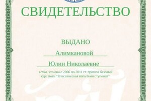 Диплом / сертификат №3 — Алимканова Юлия Николаевна